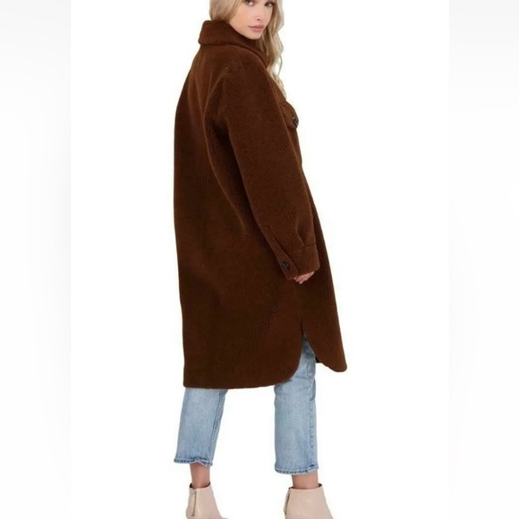 REBECCA MINKOFF Harper Teddy Bear Wool Coat Chocolate Brown Size M - Picture 3 of 14